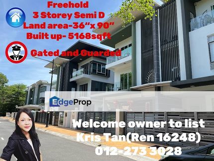 Bukit Suria, 3 Sty Semi D, Freehold, Fully Furnish, More parking place, Selangor, Cheras South