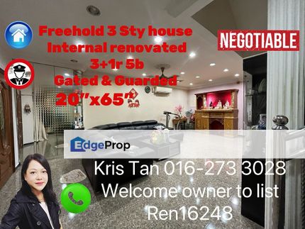 Taman Putri Jaya,3 Sty house, Freehold, 20x65, 3+1R 5B,Reno, Selangor, Batu 9th Cheras