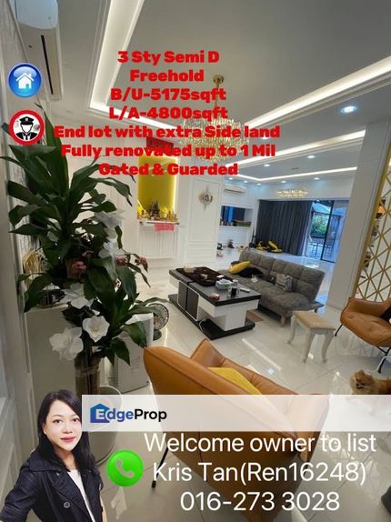 Cheras Vista 4, 3 Sty Semi D,Freehold,End lot, Fully reno up to 1 Mil, Selangor, Cheras South