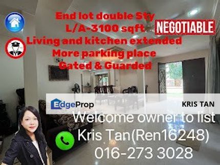 Damai Jasa,2 Sty End lot, L/A-3100 Sqft, 4r 3b, Gated & Guarded, Kuala Lumpur, Cheras