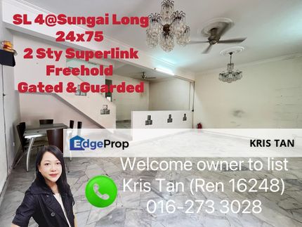 SL 4, 2 Sty Superlink house[24x75] Freehold,Near Utar,Kitchen extended , Selangor, Bandar Sungai Long