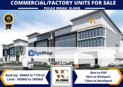 Pulau Indah Semi-Detached Commercial/Industrial units for sale! only 14 unit!, Selangor, Klang