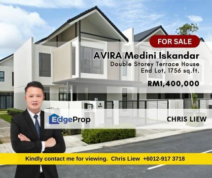 AVIRA Medini Iskandar endlot double storey garden terrace, good environment to stay, Johor, Nusajaya