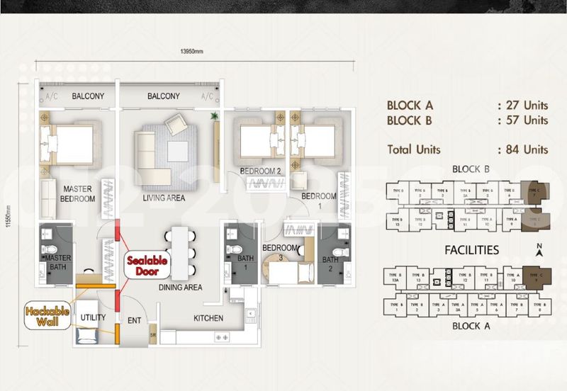 The Maxxon Cheras Type C 1500sqft 4+1 Rooms 3 Bathrooms 2 Balcony