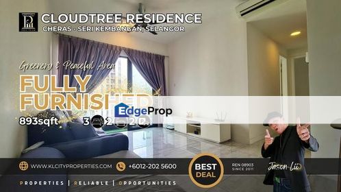 CloudTree Residence 3 Bedrooms 2 Bathrooms Fully Furnished For Rent, Selangor, Seri Kembangan