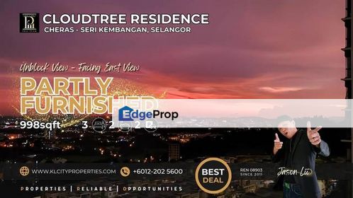 CloudTree Residence 3 Bedroom 2 Bathroom For Sale Partly Funished with Good Kitchen Cabinet, Selangor, Seri Kembangan