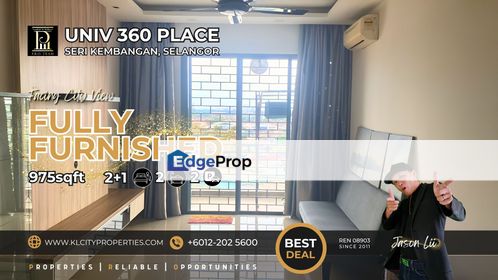 UNIV 360 UPM 2+1 Bedrooms For Rent Fully Furnished. Walking Distance to MRT Serdang Jaya, Selangor, Seri Kembangan