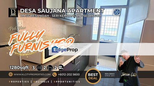 Family-Friendly Apartment for Rent: 1280sqft with Greenery & Convenience (Desa Saujana Apartment), Selangor, Seri Kembangan