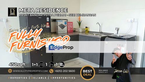 ✨ Meta Residence @ Putra Permai | Fully Furnished 1BR + Study | RM1,700/Month | Near UPM & MRT, Selangor, Seri Kembangan