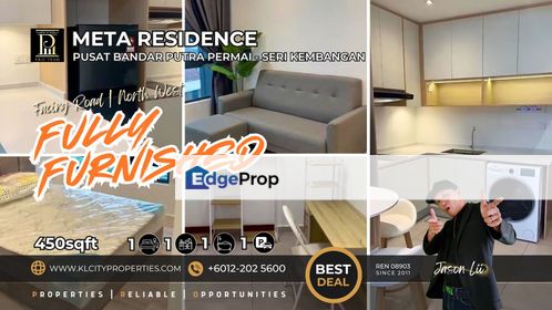 Meta City / Residence 1 Bedroom 1 Study Room New Fully Furnished For Rent, Selangor, Seri Kembangan