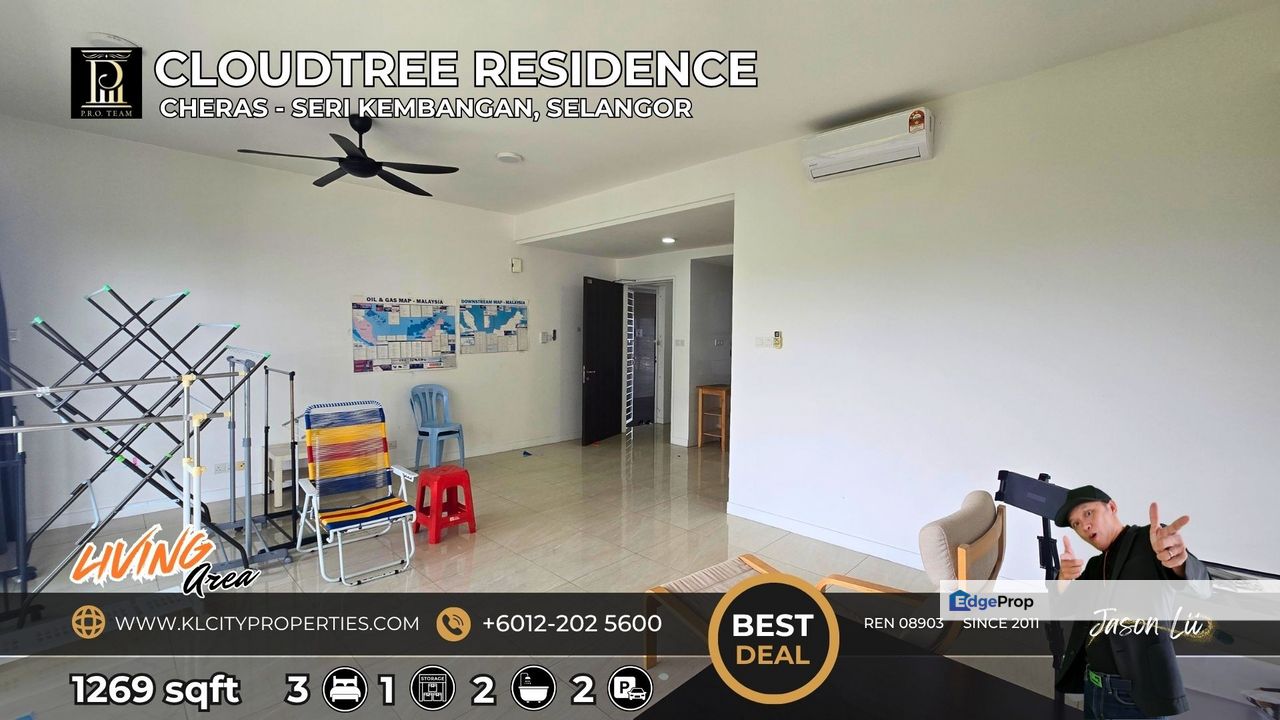 Spacious 3BR Cloudtree Residence Condo in Seri Kembangan I 1269 sqft I Partly Furnished, Kuala Lumpur, Cheras