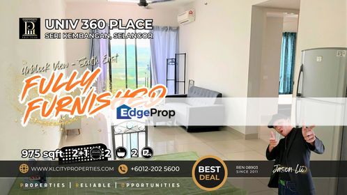 Fully Furnished 975sqft SOVO at UNIV 360 Place, Seri Kembangan – 2+1 Rooms, 2 Car Parks, Near UPM & Hospital Serdang, Selangor, Seri Kembangan