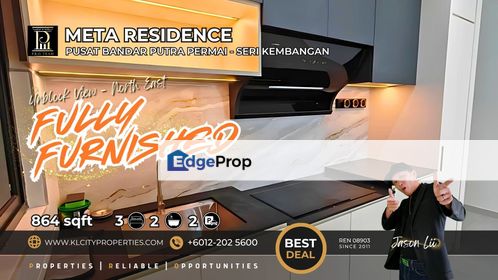 Meta Residence/Meta City: Fully Furnished 3-Bedroom Apartment for Rent in Seri Kembangan, Selangor, Seri Kembangan