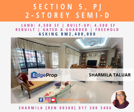 🏠 2-Storey Semi-D Semi-Detached For Sale in Section 5 Seksyen 5, PJ Petaling Jaya | Rebuilt Home 🏠, Selangor, Petaling Jaya