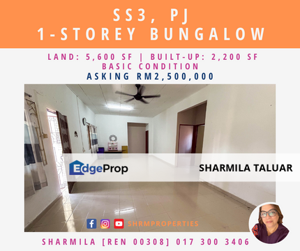 🏠 1-Storey Bungalow House For Sale in SS3, Taman Universiti, PJ Petaling Jaya | Basic Condition 🏠, Selangor, Kelana Jaya