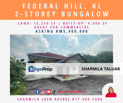 🏠 2-Storey Bungalow House For Sale in Federal Hill, KL Kuala Lumpur | Big Land | Commercial 🏠, Kuala Lumpur, Bangsar