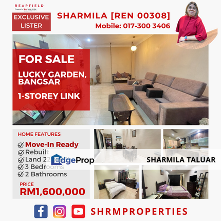 🏠 1-Storey Link for Sale at Lucky Garden, Bangsar, KL, Kuala Lumpur | Re-built | Move-In-Ready 🏠, Kuala Lumpur, Bangsar