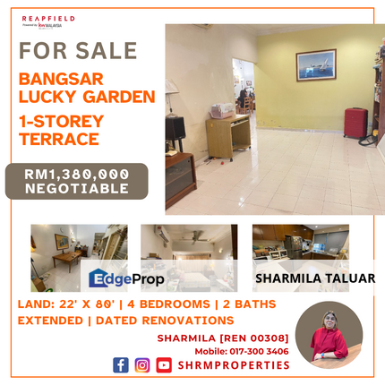 🏠 1-Storey Link for Sale at Lucky Garden, Bangsar, KL, Kuala Lumpur | Extended Kitchen & Added Room | Dated Renovations 🏠, Kuala Lumpur, Bangsar