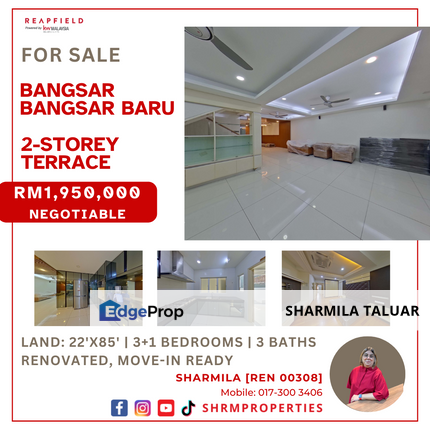 🏠 2-Storey Link for Sale at Bangsar Baru,  Bangsar, KL, Kuala Lumpur | Renovated | Move-In Ready 🏠, Kuala Lumpur, Bangsar