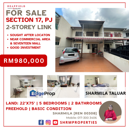 🏠 2-Storey Link for Sale at Section 17, Seksyen 17, PJ, Petaling Jaya | Next to Commercial Centre 🏠, Selangor, Petaling Jaya