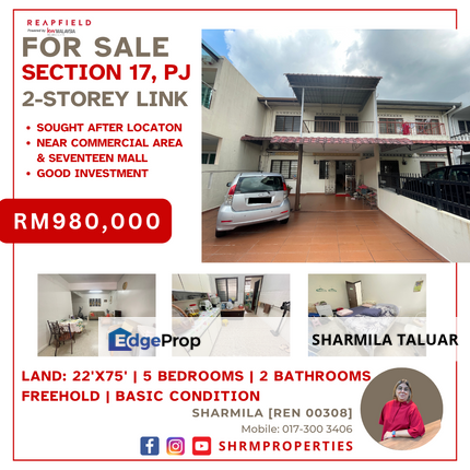 🏠 2-Storey Link for Sale at Section 17, Seksyen 17, PJ, Petaling Jaya | Good Location | Great for Investment 🏠, Selangor, Petaling Jaya