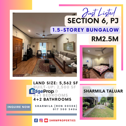 🏠1.5-StoreyBungalow for Sale at Section Seksyen 6, PJ Petaling Jaya | Renovated | Good Location 🏠, Selangor, Petaling Jaya