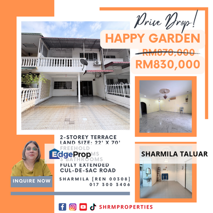 🏠 2-Storey Terrace For Sale in Happy Garden, Taman Gembira, Old Klang Road, Jalan Klang Lama, KL | Extended | Freehold 🏠, Kuala Lumpur, Kuchai Lama