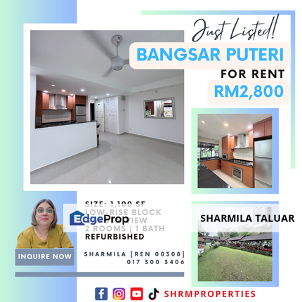🏠Bangsar Puteri Condo, Bangsar for Rent, Garden View, Low Rise, Refurbished 🏠, Kuala Lumpur, Bangsar