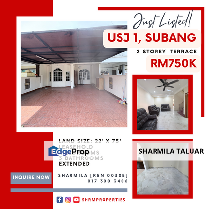 🏠2-Storey Link for Sale at USJ1, USJ 1, Taman Subang Mewah, Subang Jaya | Extended | Quiet Location 🏠, Selangor, USJ