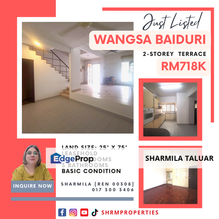 🏠 2-Storey Link for Sale at Taman Wangsa Baiduri, Subang Jaya | Basic Condition 🏠, Selangor, Subang Jaya