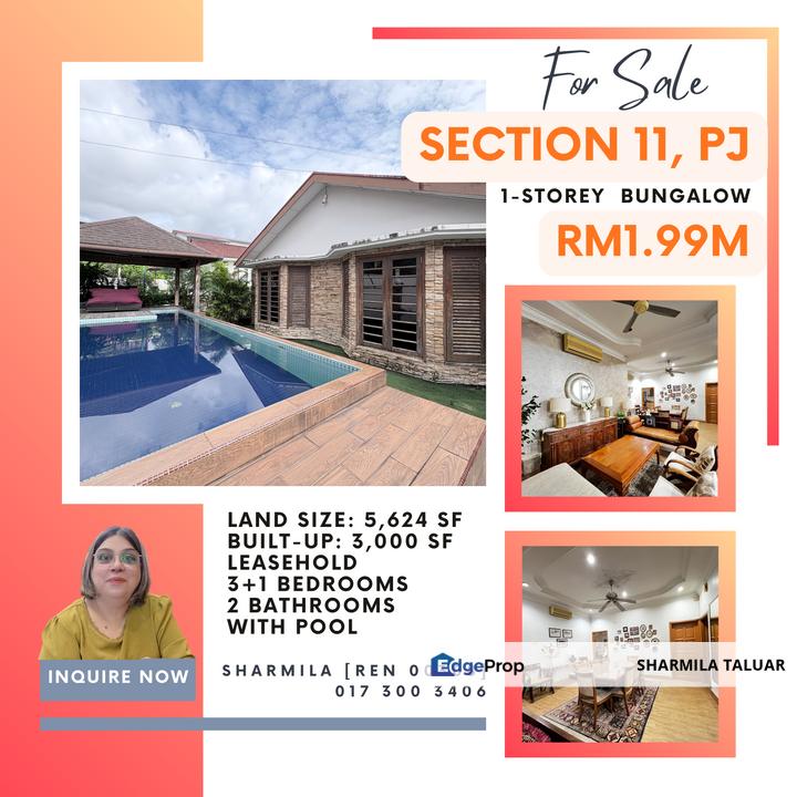 Seksyen 11, Petaling Jaya, 1-Storey Bungalow, For Sale, With Swimming Pool, Selangor, Petaling Jaya