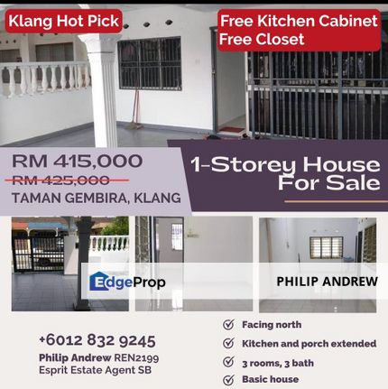 Klang Taman Gembira 1storey, Selangor, Klang