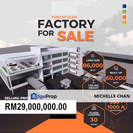 Proposed Warehouse / Factory with 4 storey office annexe with Lift for Sale, Selangor, Bandar Puncak Alam