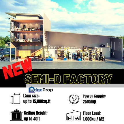 NEW! 3sty Semi-D Factory @ Kota Puteri 11,000sq.ft to 20,000sq.ft, 30mins from Kota Damansara via LATAR, Selangor, Petaling Jaya