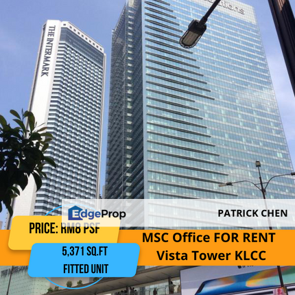 FITTED UNIT, MSC Office for Rent @ KLCC Vista Tower Jalan Tun Razak Kuala Lumpur, Kuala Lumpur, KLCC