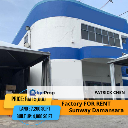 60X120 Semi-D Factory  for rent @ Sunway Damansara, Kota Damansara TSB Jalan Technology Sunsuria , Selangor, Petaling Jaya
