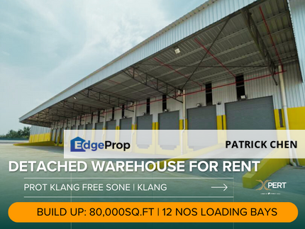 Detached warehouse for Rent with 12 nos Loading bay, Port Klang Pulau indah, Selangor, Klang