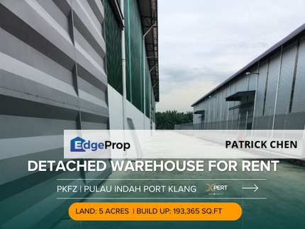 PKFZ Detached warehouse for Rent, Port Klang Pulau indah, Selangor, Klang