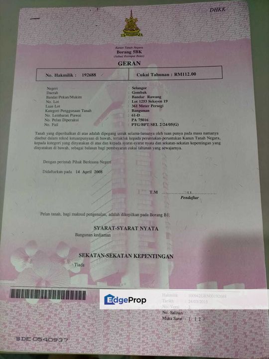 2 Sty Corner Rawang Perdana 2 Feehold Gated and Guarded 3200 sqft, Selangor, Rawang