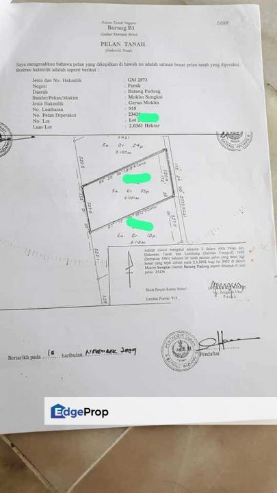 Cheap 20 Acre Sungkai Ladang Sawit with Good Access Non Bumi Freehold, Perak, Slim River
