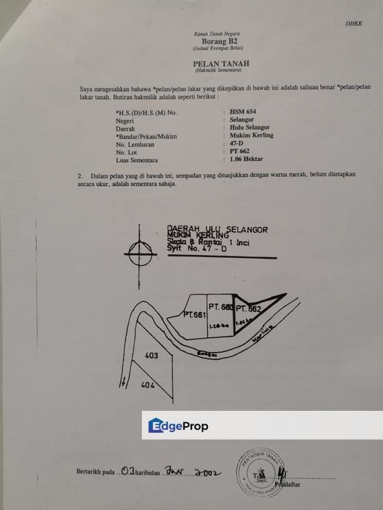Ladang Sawit 9.5 Ekar Tepi Sungai Non Bumi Kuala Kerling,Hulu Selangor, Selangor, Kerling