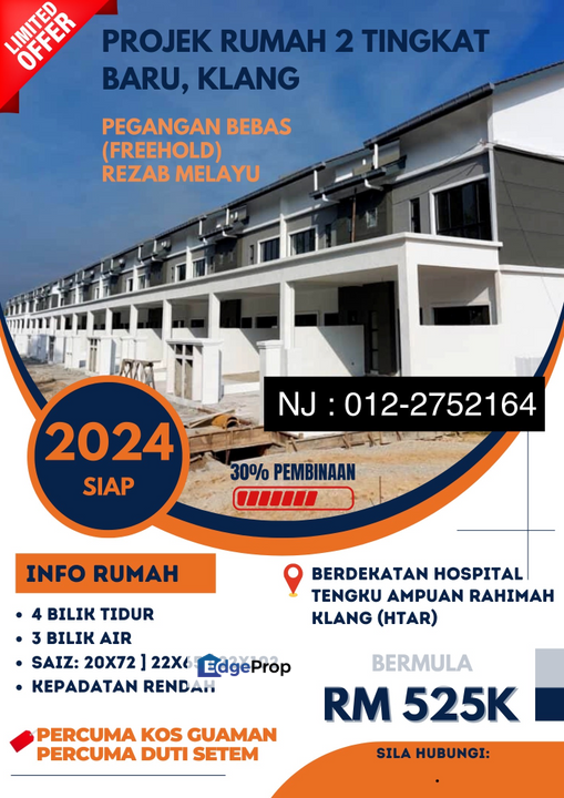 Projek Baru Rumah Dua tingkat berdekatan Hospital Klang for Sale @RM525 ...