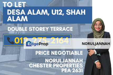 DESA ALAM, SHAH ALAM, SELANGOR [Partly furnished] Double storey terrace Desa Alam, U12, Shah Alam, Selangor, Shah Alam