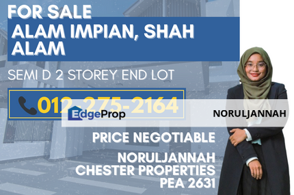 Alam Impian, Shah Alam , Selangor Semi-D 2 Storey End Lot Spacious Land Facing Open, Nice Number Citrina, Selangor, Shah Alam