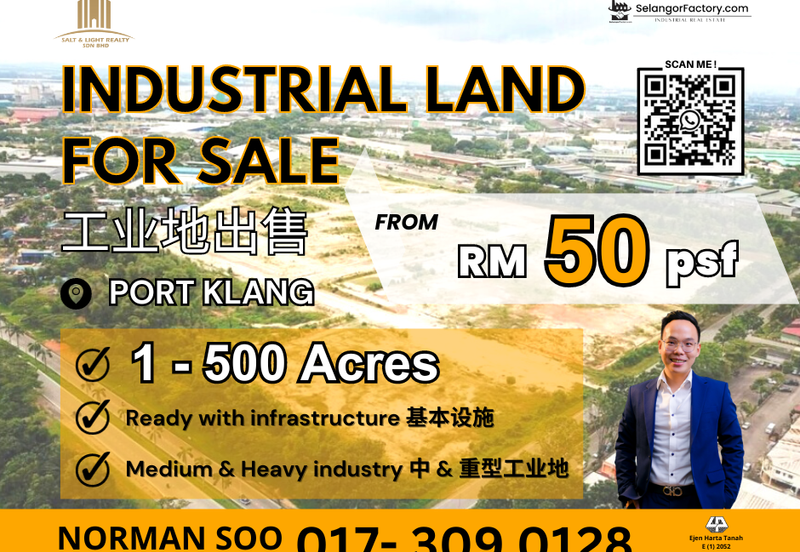 1- 500 Acres Port Klang Land For Sale