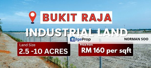  2.5-10 acres | RM 160 per sqft  Bukit Raja Industrial Land Sale, Selangor, Bandar Bukit Raja