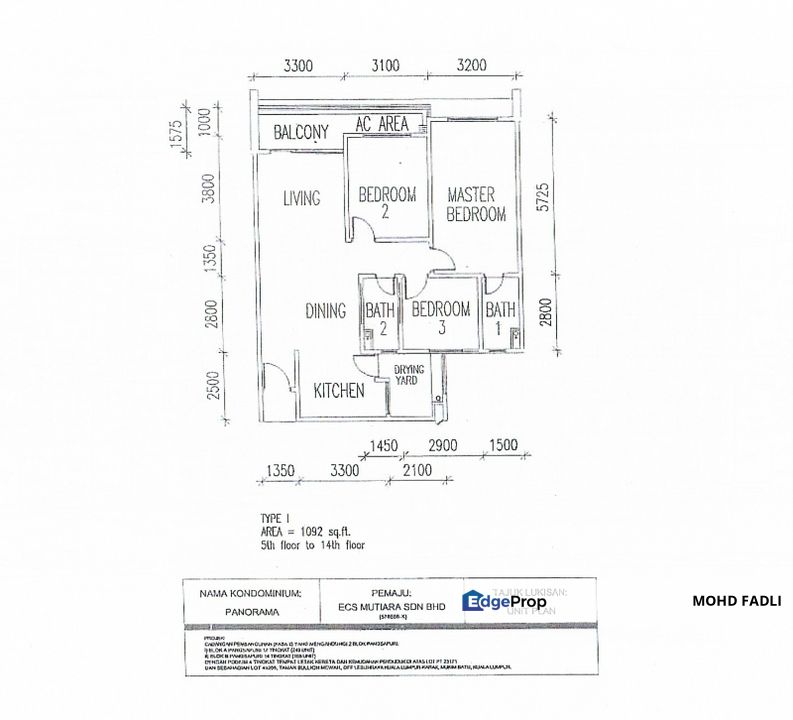 FOR SALE   3-Bedroom Condominium, Panorama Residences, Sentul, Kuala Lumpur, Kuala Lumpur, Batu 