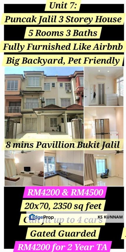 3 Storey House in Puncak Jalil for Rent, Selangor, Seri Kembangan