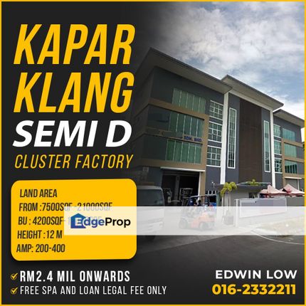 Kapar Semi D Cluster Industrial Park Klang, Selangor, Kapar 
