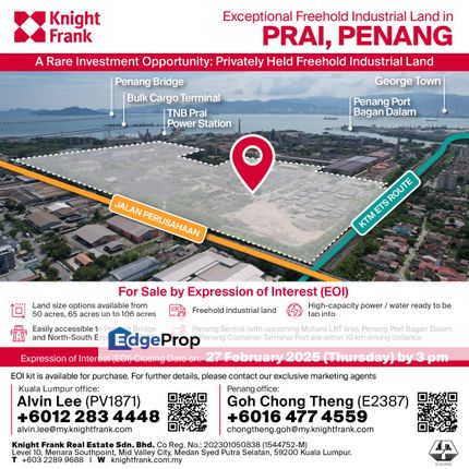 Exceptional Freehold Industrial Land @ Prai, Penang | For sale via EOI, Penang, Prai